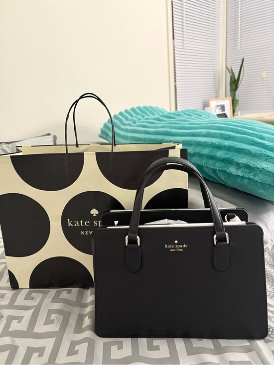 kate spade Handbags - kate spade Black Structured Leather Satchel with Double Top Handles
